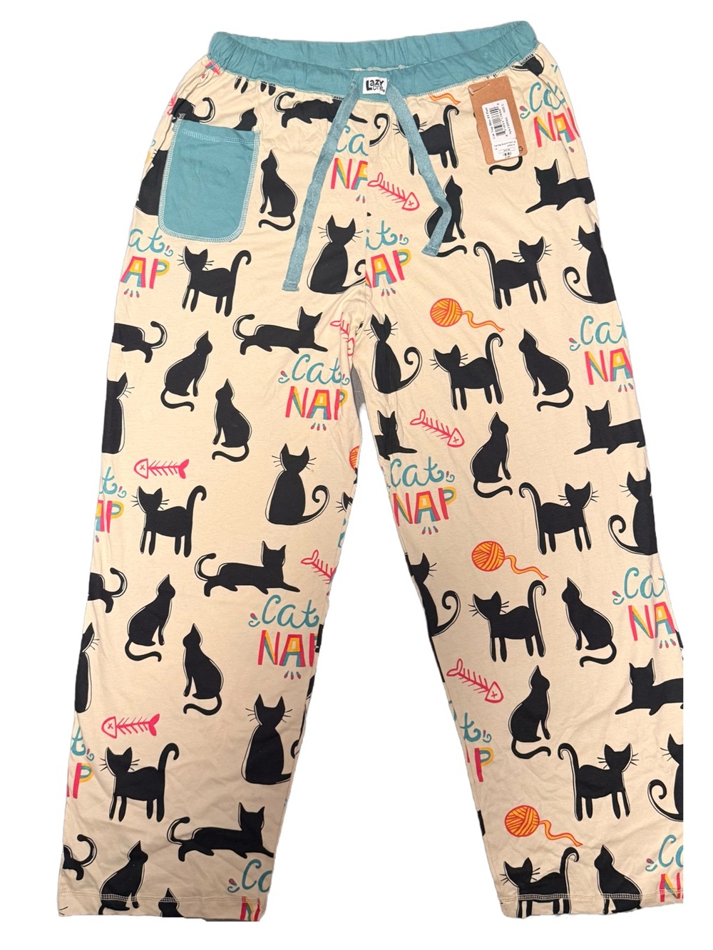 Lazy One Lounge Pants Womens PJ Pant CAT NAP Print Large Lightweight NEW